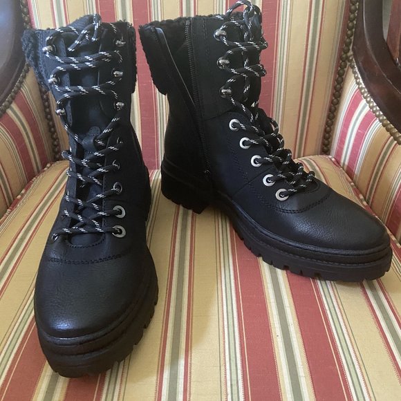 Lace Up Boots Black SZ 10 - Picture 3 of 4